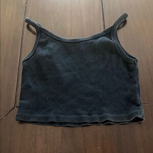 Brandy Melville Black Ribbed Tank Top with Logo Tag
